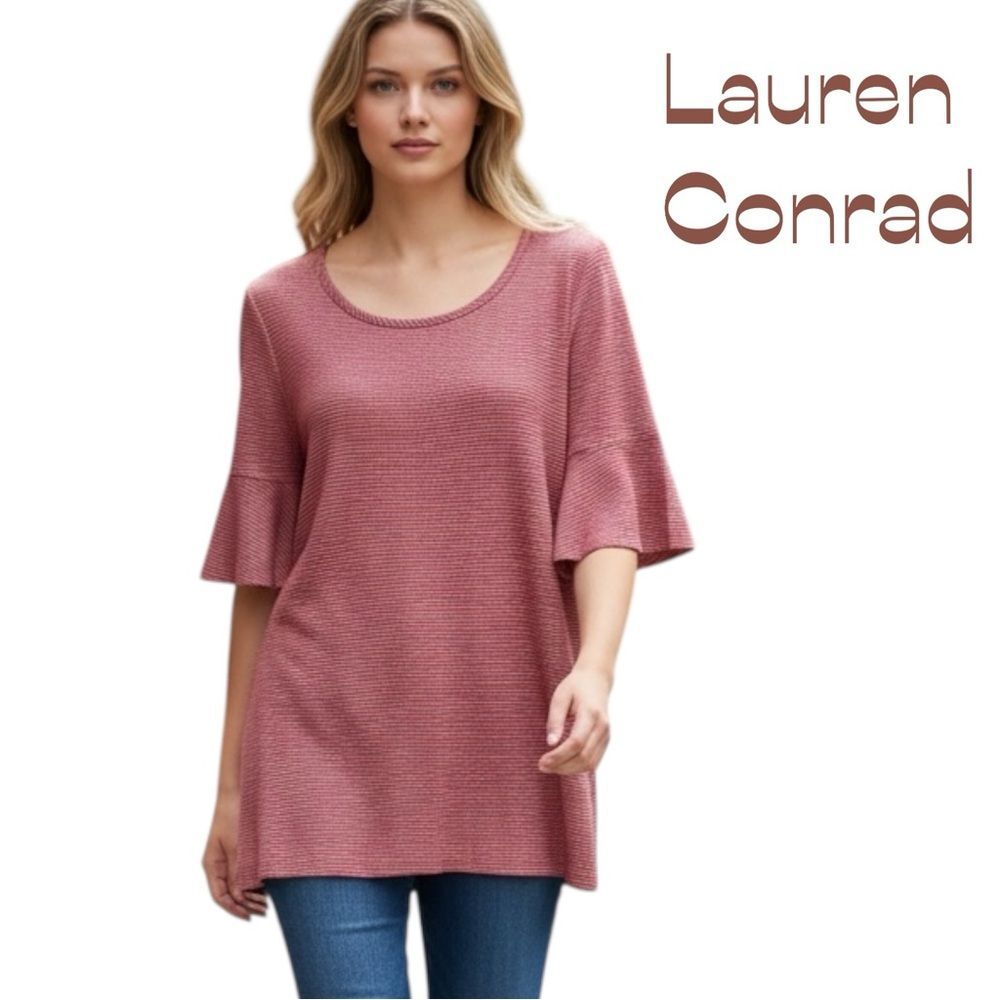 Lauren Conrad Red White Striped Short Sleeve Top NWOT Size M GirlhoodCore